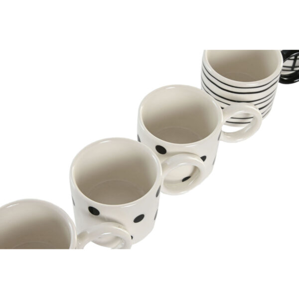 Set di Tazze da Caffè Home ESPRIT Bianco Nero Porcellana 90 ml
