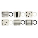 Set di Tazze da Caffè Home ESPRIT Bianco Nero Porcellana 90 ml