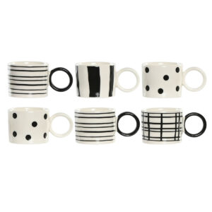 Set di Tazze da Caffè Home ESPRIT Bianco Nero Porcellana 90 ml