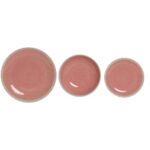 Servizio di Piatti Home ESPRIT Bianco Rosa Gres 18 Pezzi