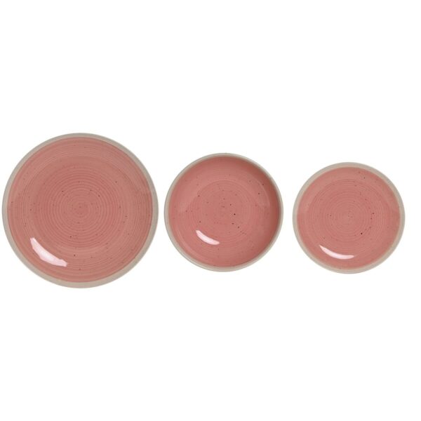 Servizio di Piatti Home ESPRIT Bianco Rosa Gres 18 Pezzi