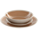 Servizio di Piatti Home ESPRIT Bianco Arancio Gres 18 Pezzi