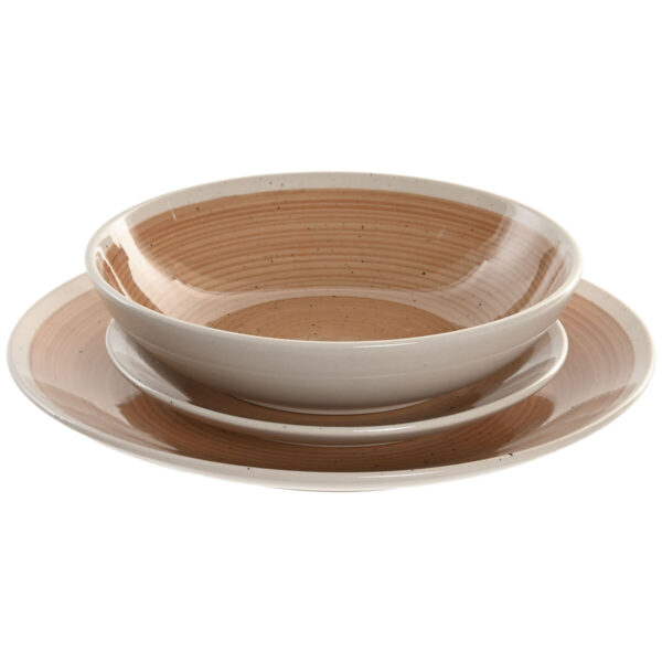 Servizio di Piatti Home ESPRIT Bianco Arancio Gres 18 Pezzi