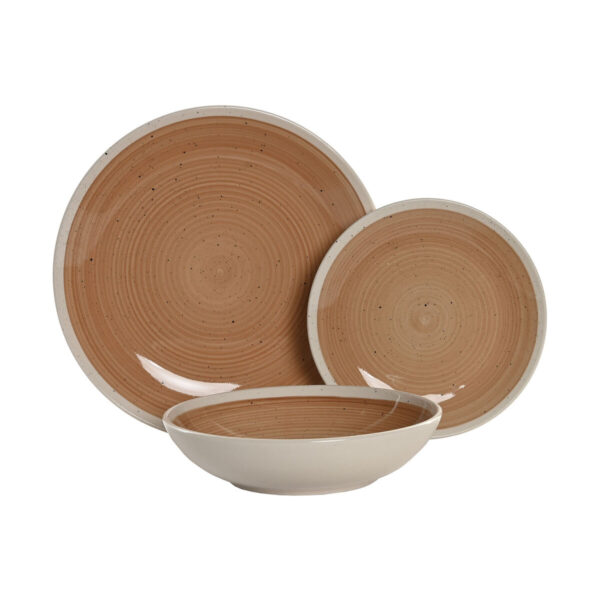 Servizio di Piatti Home ESPRIT Bianco Arancio Gres 18 Pezzi