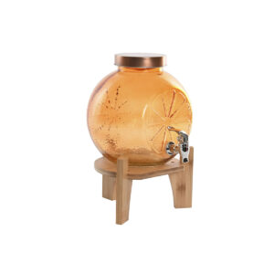 Dispenser di Acqua Home ESPRIT Arancio Bambù Cristallo 5 L 24 x 17,5 x 24 cm