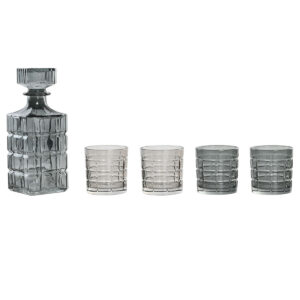 Set di bicchieri con bottiglia Home ESPRIT Grigio Cristallo Città 900 ml