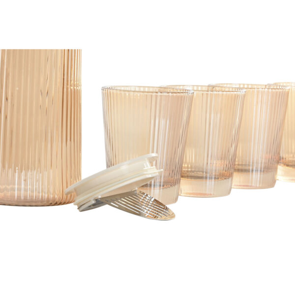Set di brocche con bicchieri Home ESPRIT Ambra Vetro Borosilicato 1,25 L