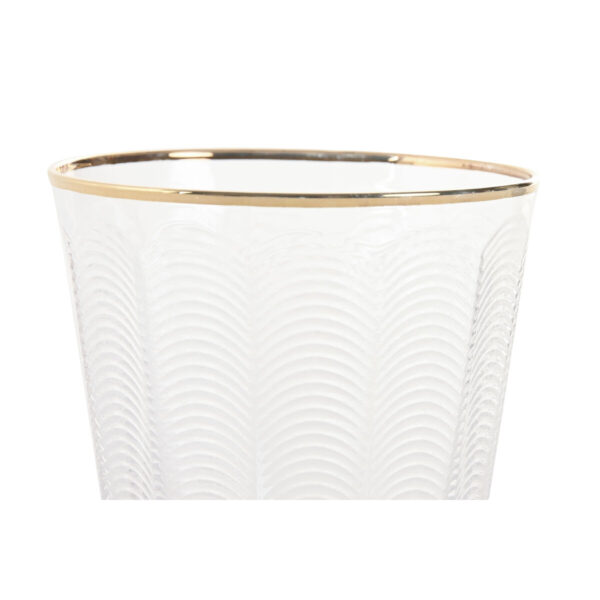 Set di Bicchieri Home ESPRIT Trasparente Dorato Cristallo Con rilievo 350 ml (6 Unità)