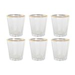 Set di Bicchieri Home ESPRIT Trasparente Dorato Cristallo Con rilievo 350 ml (6 Unità)