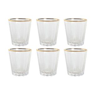 Set di Bicchieri Home ESPRIT Trasparente Dorato Cristallo Con rilievo 350 ml (6 Unità)