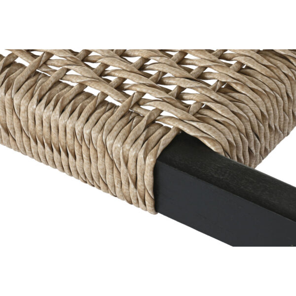 Panca Home ESPRIT Nero Fibra sintetica Fibra teak 120 x 40 x 45 cm