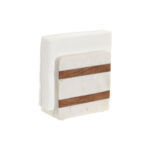 Portatovagliolo Home ESPRIT Bianco Naturale Legno di acacia 12,7 X 7 X 12,7 CM
