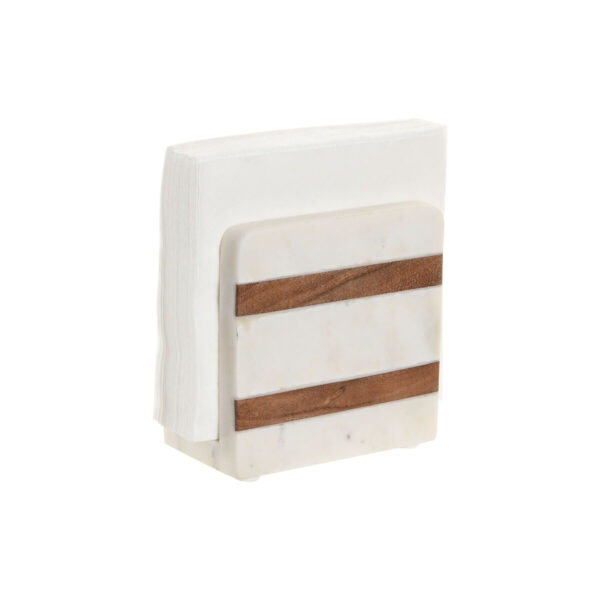 Portatovagliolo Home ESPRIT Bianco Naturale Legno di acacia 12,7 X 7 X 12,7 CM