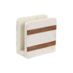 Portatovagliolo Home ESPRIT Bianco Naturale Legno di acacia 12,7 X 7 X 12,7 CM