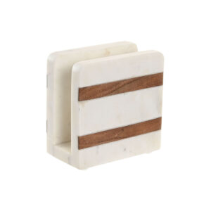 Portatovagliolo Home ESPRIT Bianco Naturale Legno di acacia 12,7 X 7 X 12,7 CM