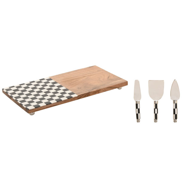 Tagliere Home ESPRIT Bianco Nero Naturale Moderno 20 X 38 X 1,5 CM (4 Pezzi)
