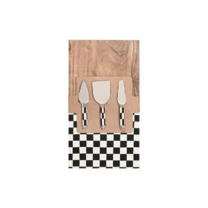 Tagliere Home ESPRIT Bianco Nero Naturale Moderno 20 X 38 X 1,5 CM (4 Pezzi)