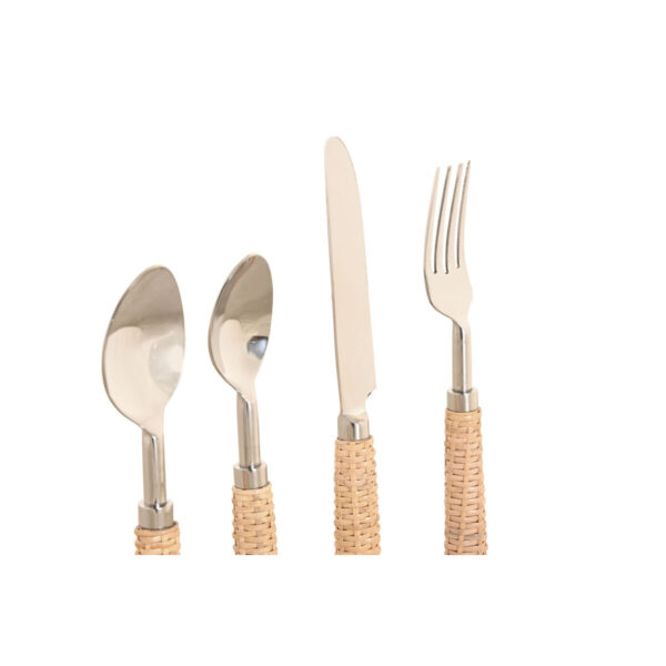Posate Home ESPRIT Argentato Naturale Acciaio inossidabile Rattan 4,5 X 2 X 21 CM 16 Pezzi