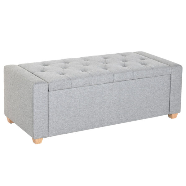 Panca Home ESPRIT Grigio chiaro Poliestere Legno 120 X 50 X 42 CM