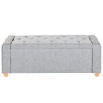 Panca Home ESPRIT Grigio chiaro Poliestere Legno 120 X 50 X 42 CM