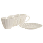 Set di 6 Tazze con Piatto Home ESPRIT Bianco Porcellana 150 ml