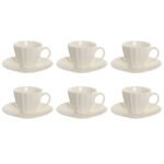 Set di 6 Tazze con Piatto Home ESPRIT Bianco Porcellana 150 ml