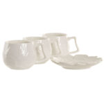 Set di 6 Tazze con Piatto Home ESPRIT Bianco Porcellana 120 ml
