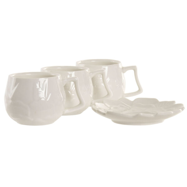 Set di 6 Tazze con Piatto Home ESPRIT Bianco Porcellana 120 ml