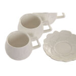 Set di 6 Tazze con Piatto Home ESPRIT Bianco Porcellana 120 ml