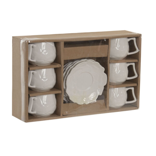Set di 6 Tazze con Piatto Home ESPRIT Bianco Porcellana 120 ml