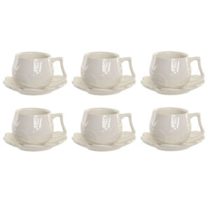 Set di 6 Tazze con Piatto Home ESPRIT Bianco Porcellana 120 ml