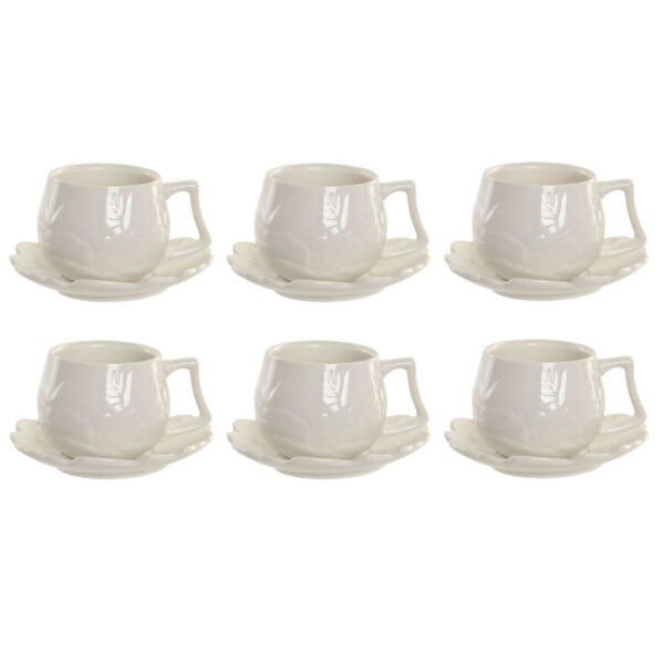 Set di 6 Tazze con Piatto Home ESPRIT Bianco Porcellana 120 ml