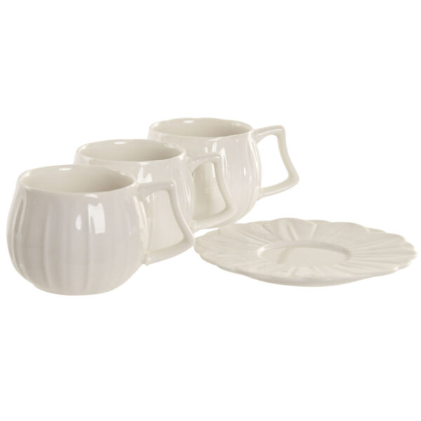 Set di 6 Tazze con Piatto Home ESPRIT Bianco Porcellana 120 ml