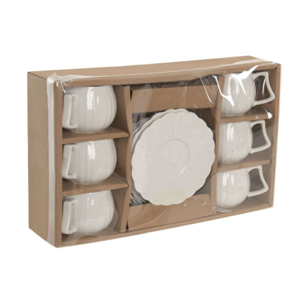 Set di 6 Tazze con Piatto Home ESPRIT Bianco Porcellana 120 ml