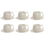 Set di 6 Tazze con Piatto Home ESPRIT Bianco Porcellana 120 ml