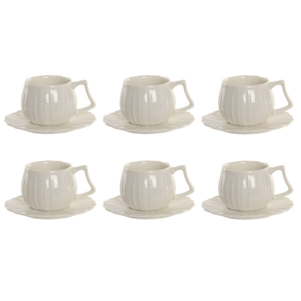Set di 6 Tazze con Piatto Home ESPRIT Bianco Porcellana 120 ml