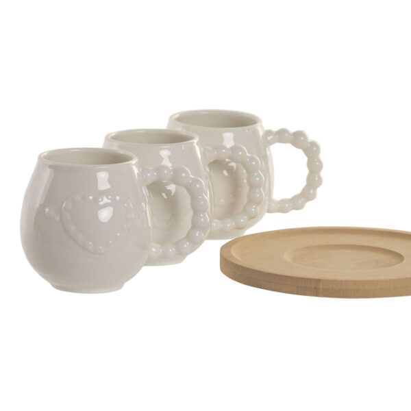 Set di 6 Tazze con Piatto Home ESPRIT Bianco Bambù Porcellana 150 ml