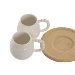 Set di 6 Tazze con Piatto Home ESPRIT Bianco Bambù Porcellana 150 ml