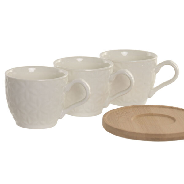 Set di 6 Tazze con Piatto Home ESPRIT Bianco Bambù Porcellana 90 ml