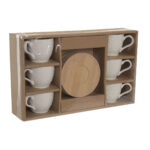 Set di 6 Tazze con Piatto Home ESPRIT Bianco Bambù Porcellana 90 ml