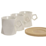 Set di 6 Tazze con Piatto Home ESPRIT Bianco Porcellana 180 ml
