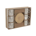 Set di 6 Tazze con Piatto Home ESPRIT Bianco Porcellana 180 ml