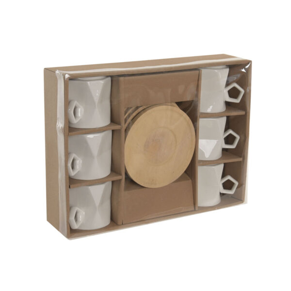 Set di 6 Tazze con Piatto Home ESPRIT Bianco Porcellana 180 ml