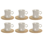 Set di 6 Tazze con Piatto Home ESPRIT Bianco Porcellana 180 ml