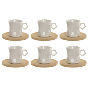 Set di 6 Tazze con Piatto Home ESPRIT Bianco Porcellana 180 ml