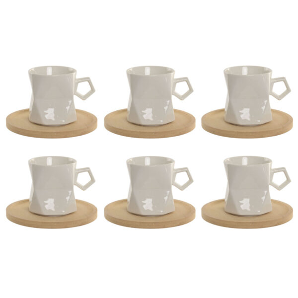 Set di 6 Tazze con Piatto Home ESPRIT Bianco Porcellana 180 ml