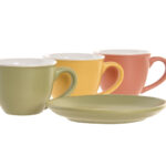 Set di 6 Tazze con Piatto Home ESPRIT Multicolore Porcellana 100 ml