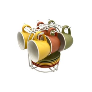 Set di 6 Tazze con Piatto Home ESPRIT Multicolore Porcellana 100 ml