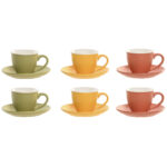 Set di 6 Tazze con Piatto Home ESPRIT Multicolore Porcellana 100 ml