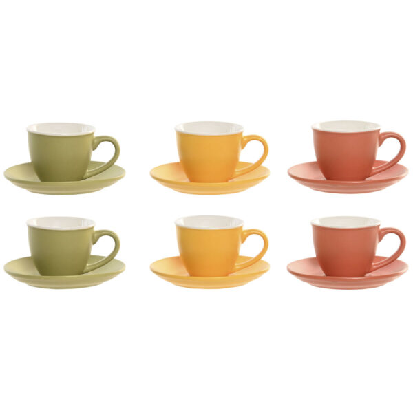 Set di 6 Tazze con Piatto Home ESPRIT Multicolore Porcellana 100 ml